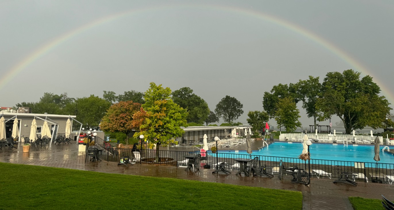 Rainbow over pool